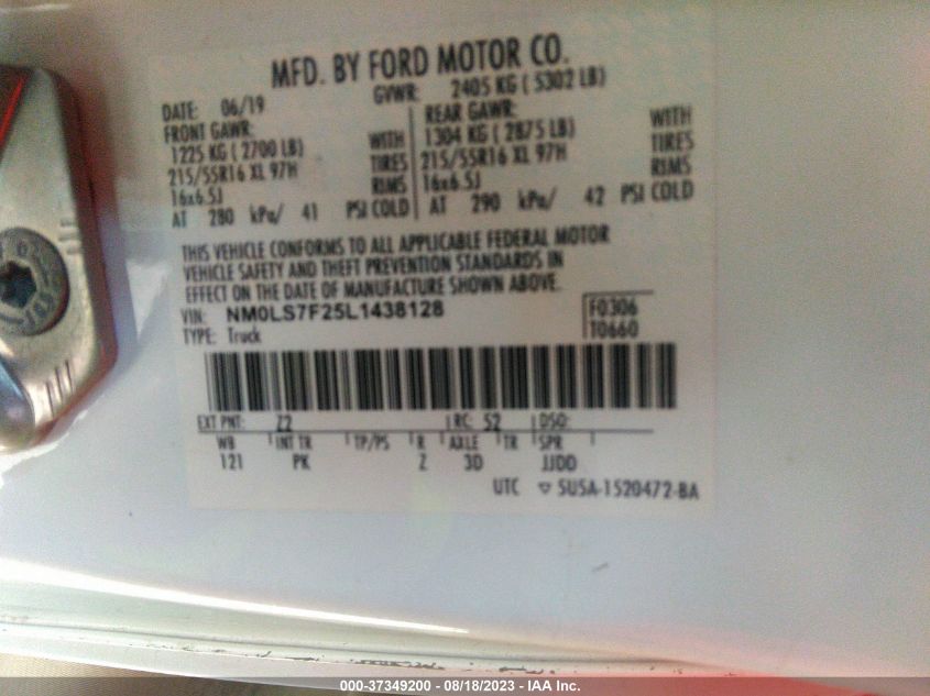 NM0LS7F25L1438128 Ford Transit Connect Van XLT 9