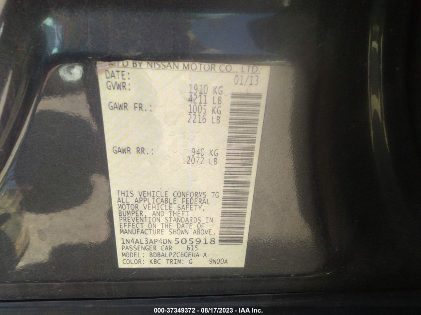 2013 NISSAN ALTIMA 2.5 - 1N4AL3AP4DN505918