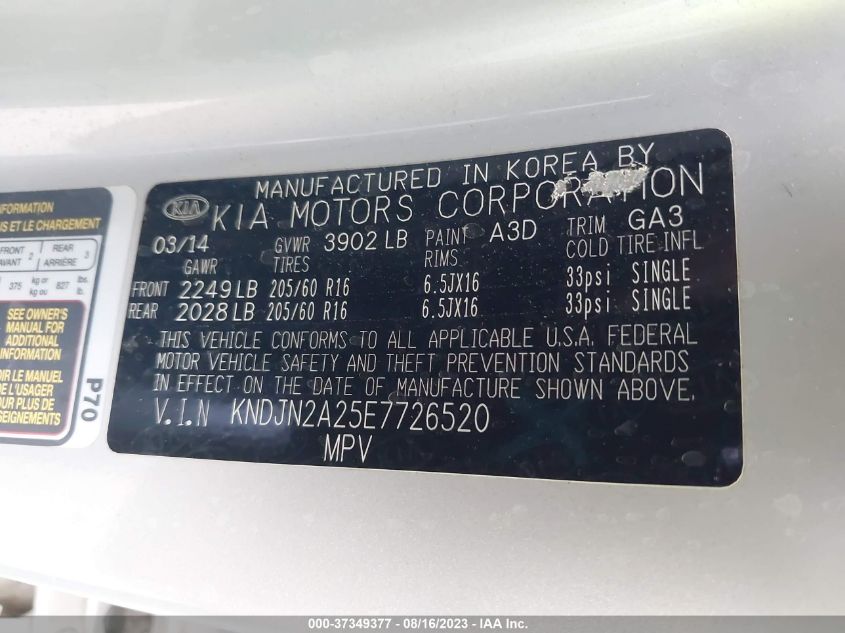 2014 KIA SOUL BASE - KNDJN2A25E7726520