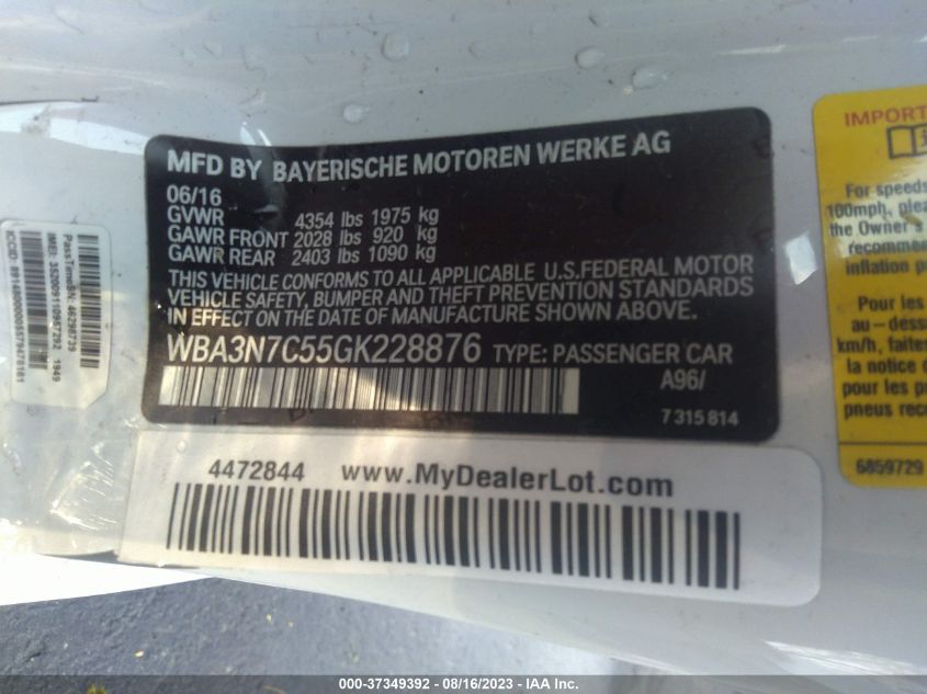 2016 BMW 4 SERIES 428I - WBA3N7C55GK228876