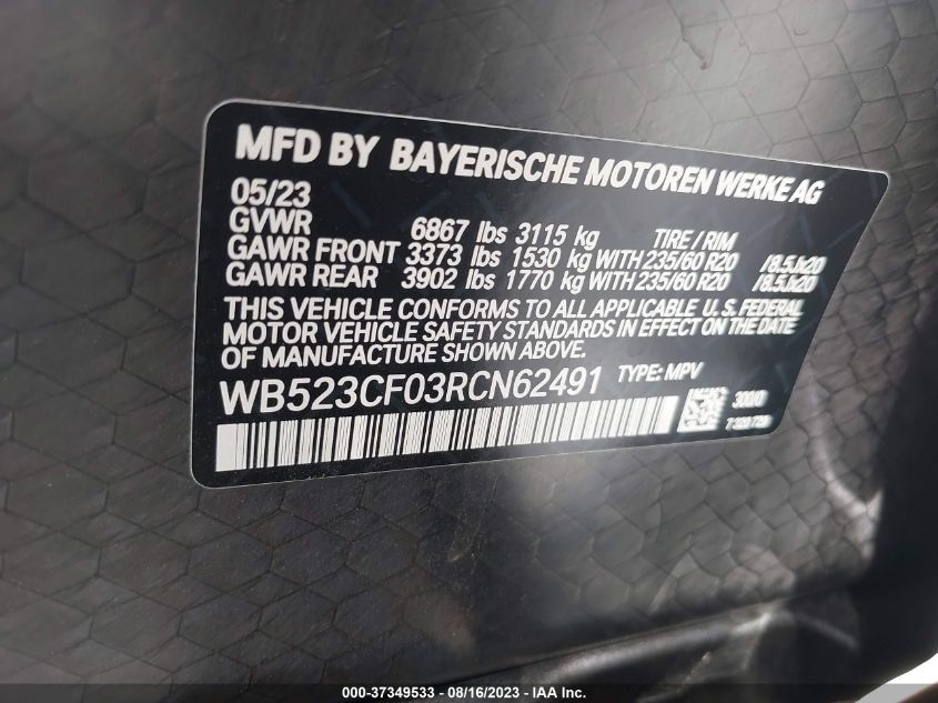 2024 BMW IX XDRIVE50 WB523CF03RCN62491