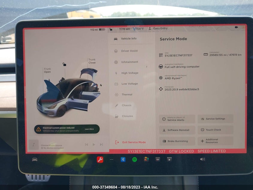 VIN 5YJ3E1EC7NF317337 2022 TESLA MODEL 3 PERFORMANCE
