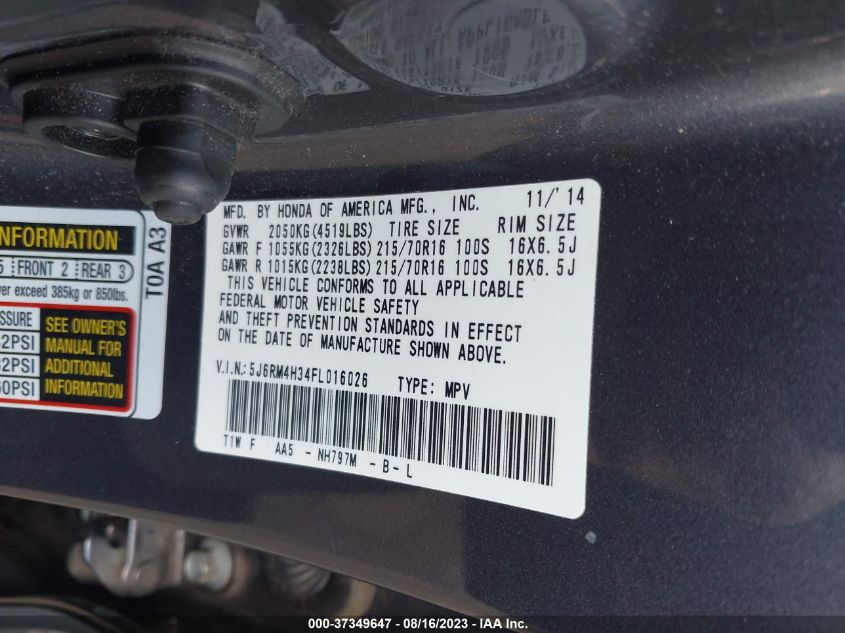 2015 HONDA CR-V LX - 5J6RM4H34FL016026