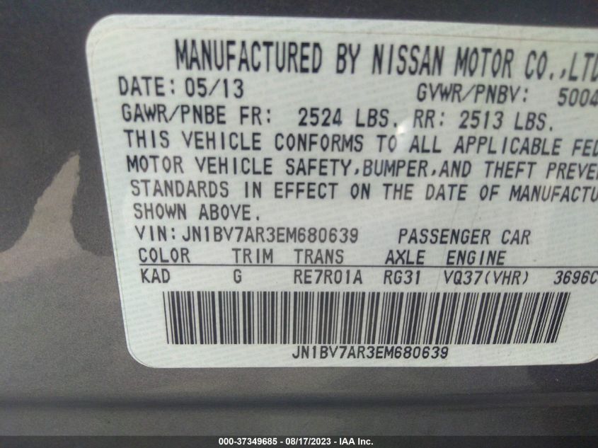 2014 INFINITI Q50 PREMIUM - JN1BV7AR3EM680639