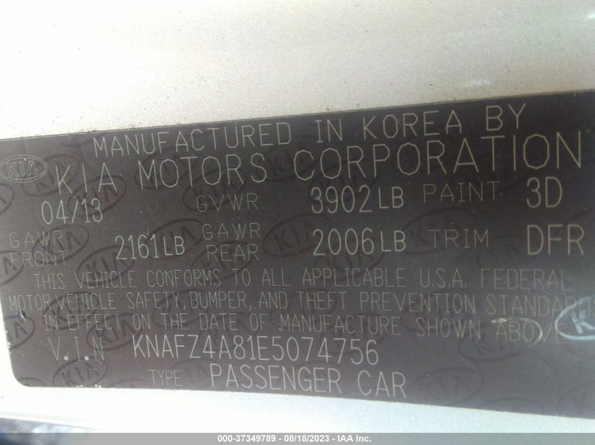 2014 KIA FORTE EX - KNAFZ4A81E5074756