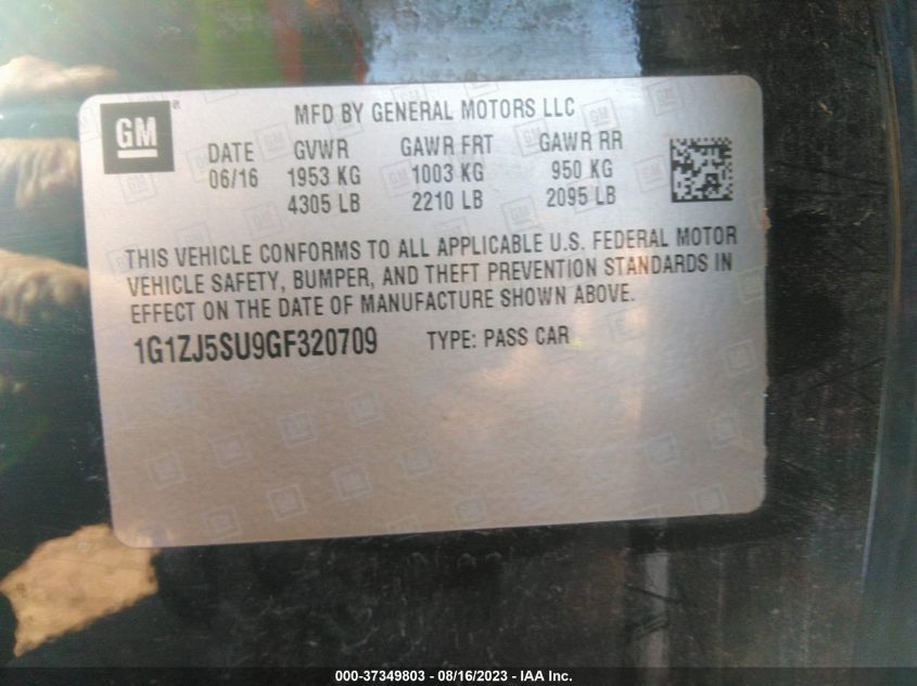 2016 CHEVROLET MALIBU HYBRID - 1G1ZJ5SU9GF320709