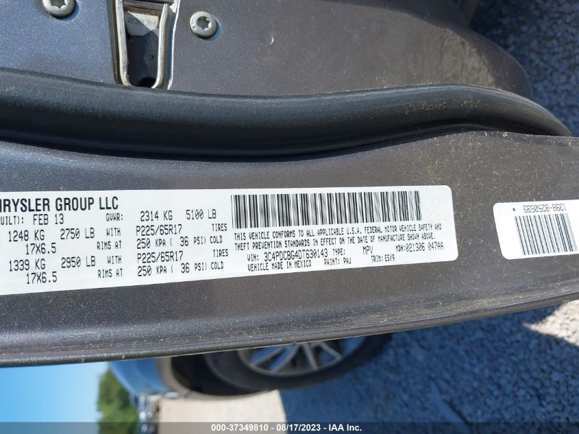 2013 DODGE JOURNEY SXT - 3C4PDCBG4DT630143