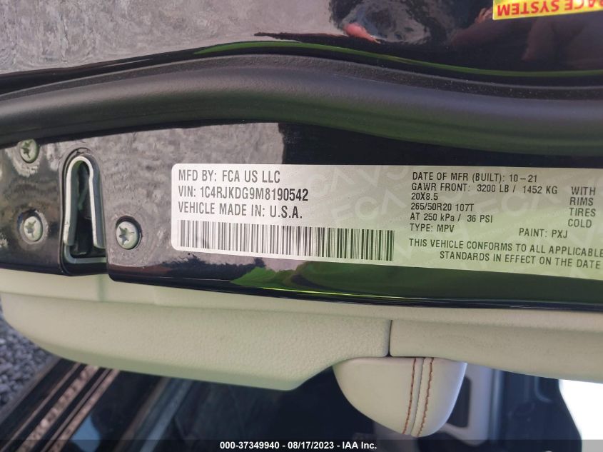 2021 JEEP GRAND CHEROKEE L OVERLAND - 1C4RJKDG9M8190542