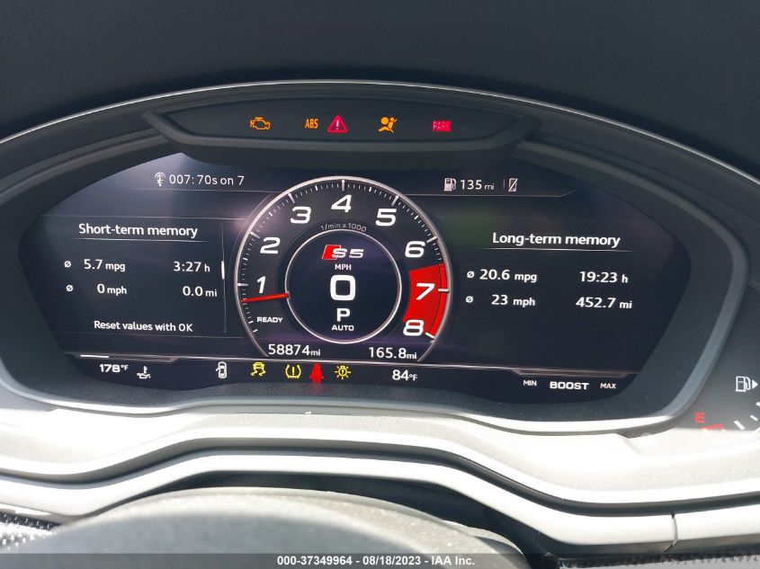 2018 AUDI S5 SPORTBACK PREMIUM PLUS WAUB4CF50JA073380