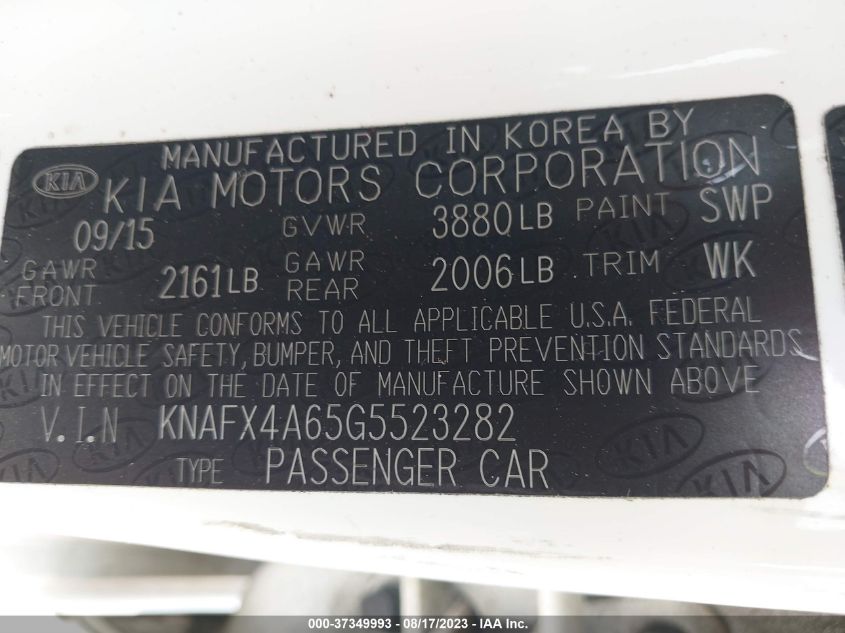 2016 KIA FORTE LX - KNAFX4A65G5523282