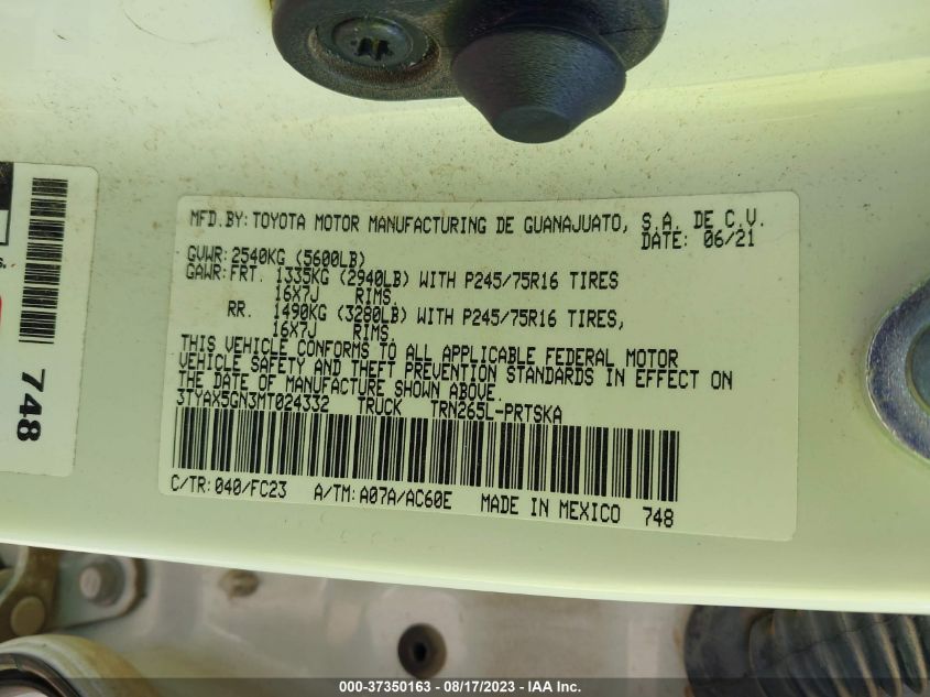 2021 TOYOTA TACOMA 2WD SR/SR5 - 3TYAX5GN3MT024332