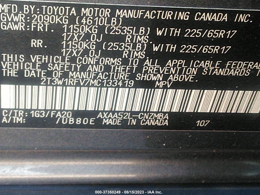 2021 TOYOTA RAV4 XLE - 2T3W1RFV7MC133419