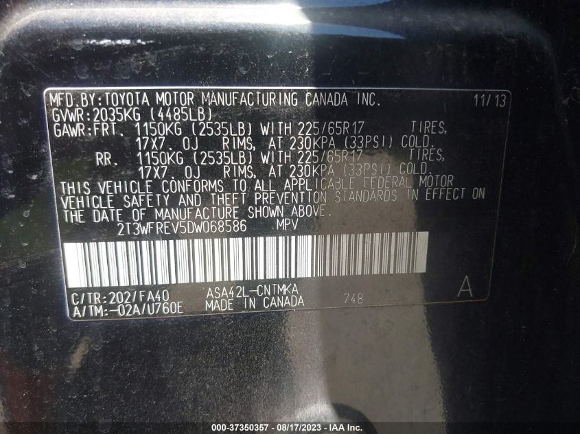 2013 TOYOTA RAV4 XLE - 2T3WFREV5DW068586