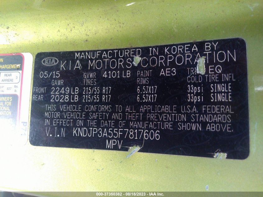 2015 KIA SOUL + - KNDJP3A55F7817606