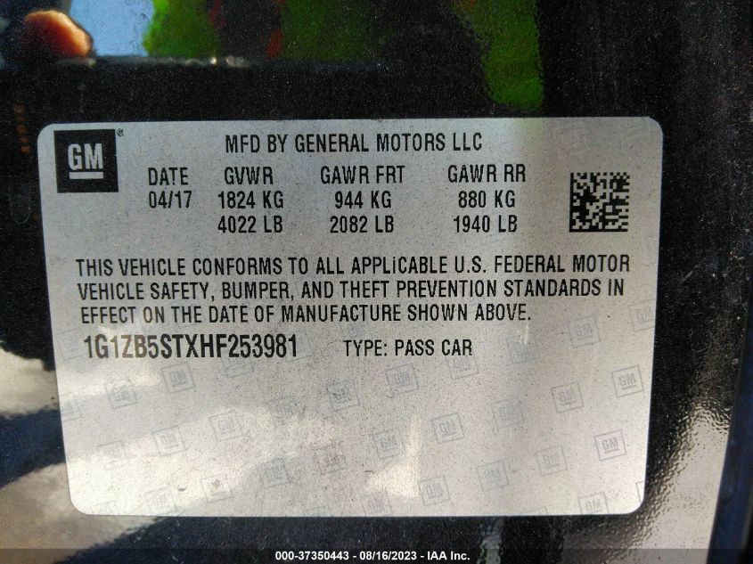 2017 CHEVROLET MALIBU LS - 1G1ZB5STXHF253981