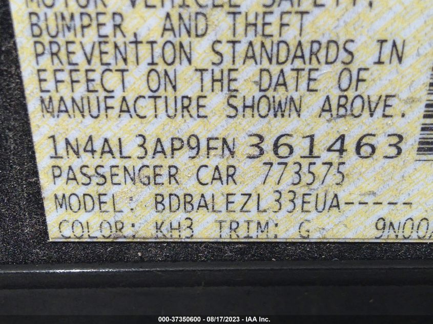 2015 NISSAN ALTIMA 2.5 S - 1N4AL3AP9FN361463