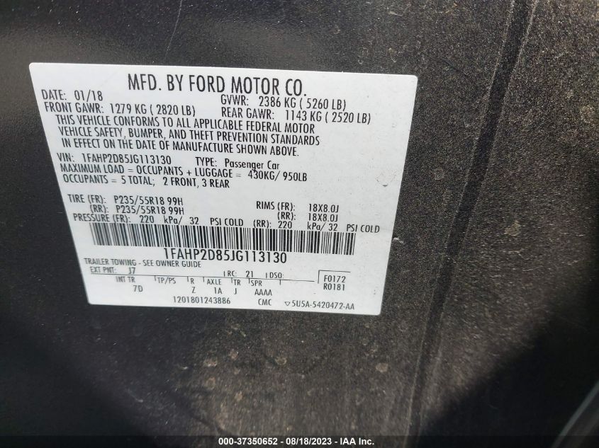 2018 FORD TAURUS SE - 1FAHP2D85JG113130
