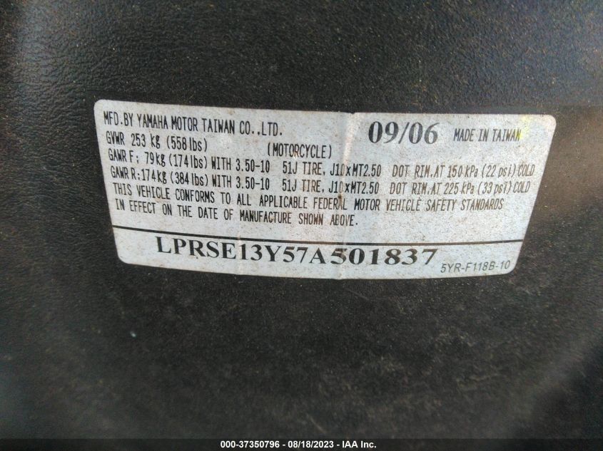 2007 YAMAHA YJ125 LPRSE13Y57A501837