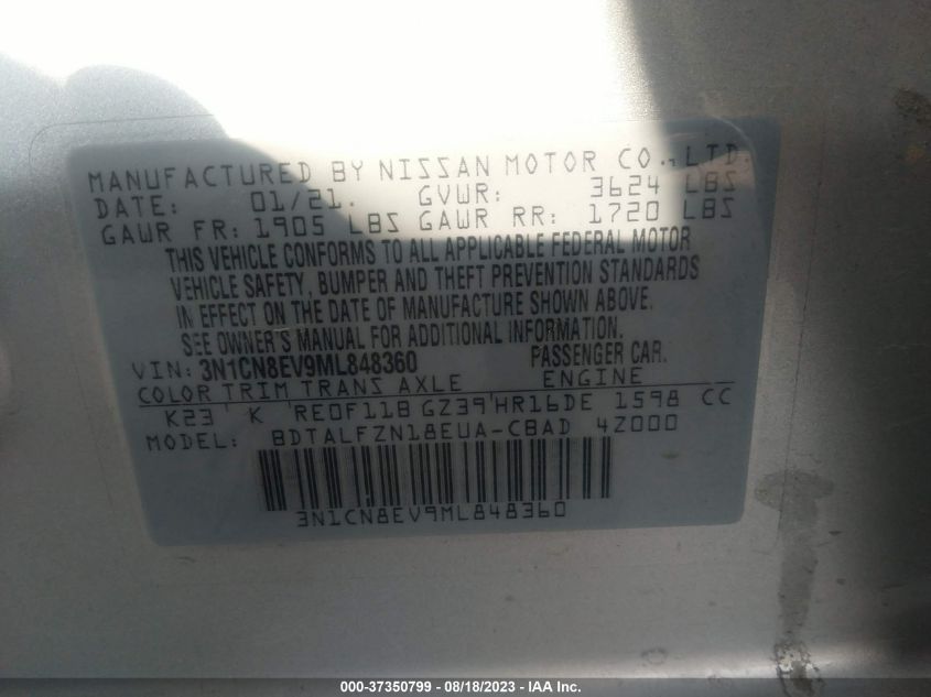 2021 NISSAN VERSA SV - 3N1CN8EV9ML848360