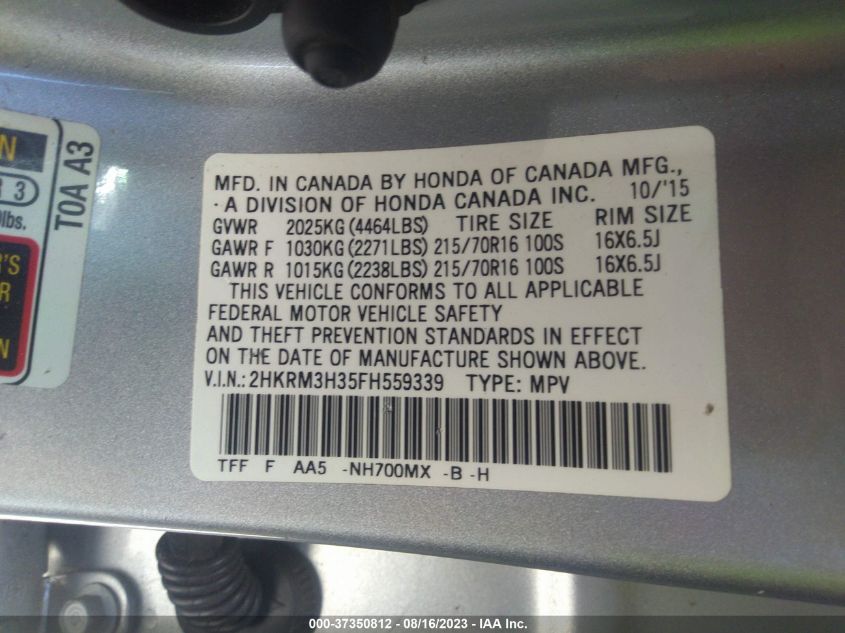 2015 HONDA CR-V LX - 2HKRM3H35FH559339