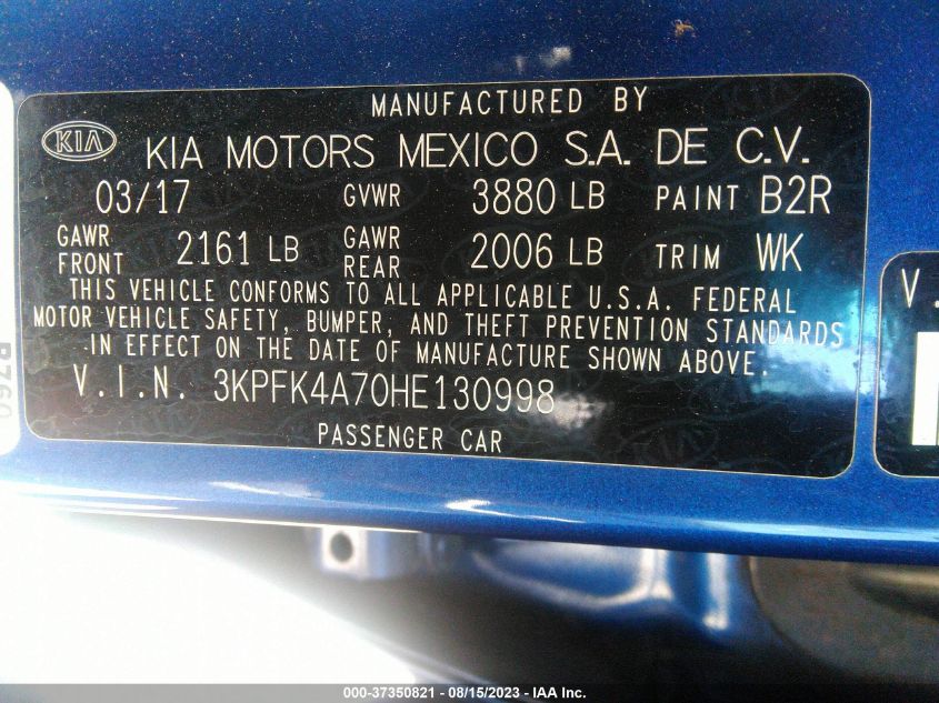 2017 KIA FORTE LX - 3KPFK4A70HE130998