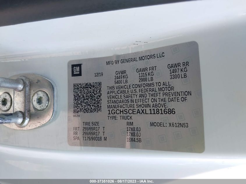2020 CHEVROLET COLORADO 2WD LT - 1GCHSCEAXL1181686