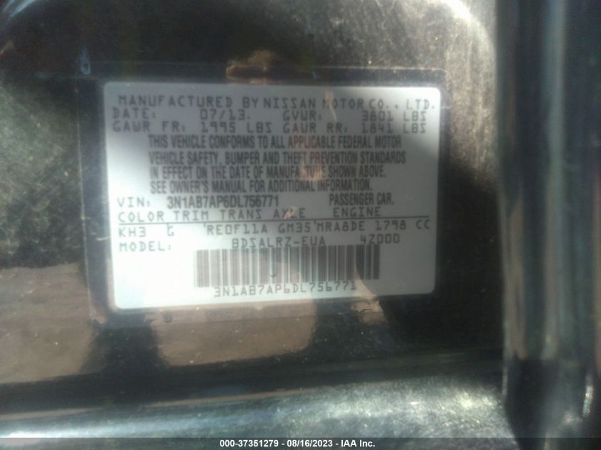 2013 NISSAN SENTRA SR - 3N1AB7AP6DL756771