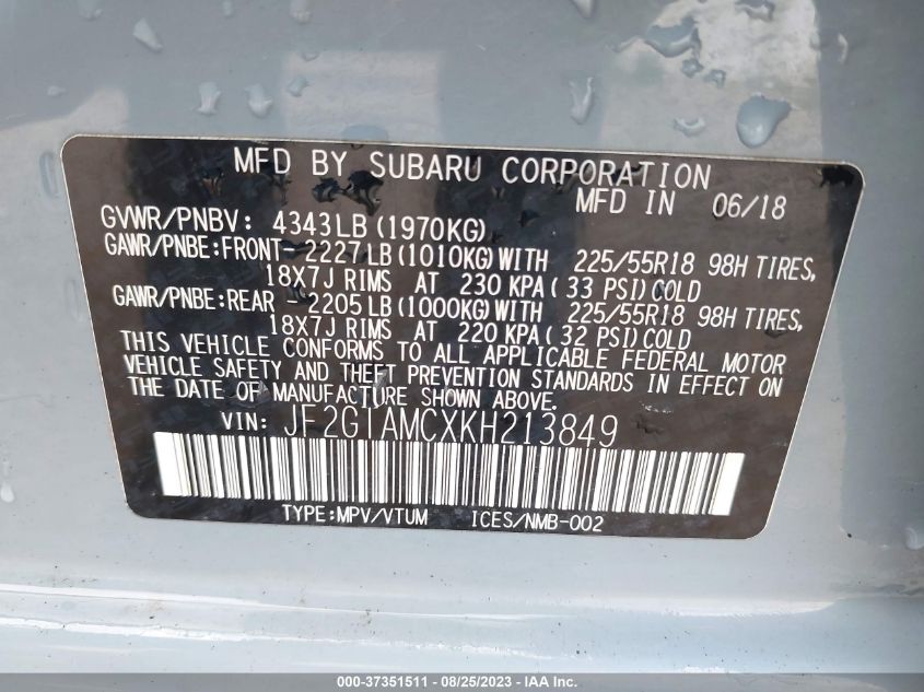 2019 SUBARU CROSSTREK LIMITED - JF2GTAMCXKH213849
