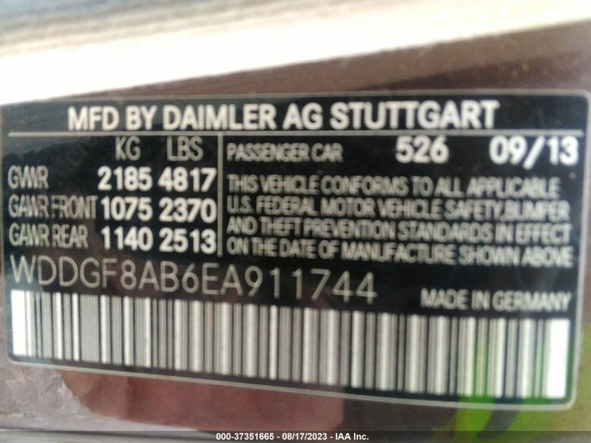 2014 MERCEDES-BENZ C-CLASS C 300 - WDDGF8AB6EA911744