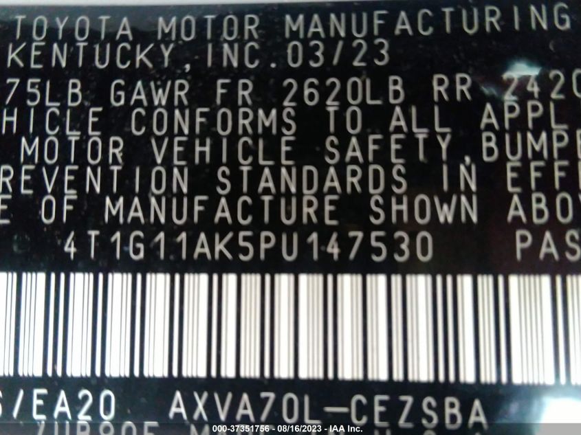 2023 TOYOTA CAMRY SE/SE NIGHTSHADE - 4T1G11AK5PU147530