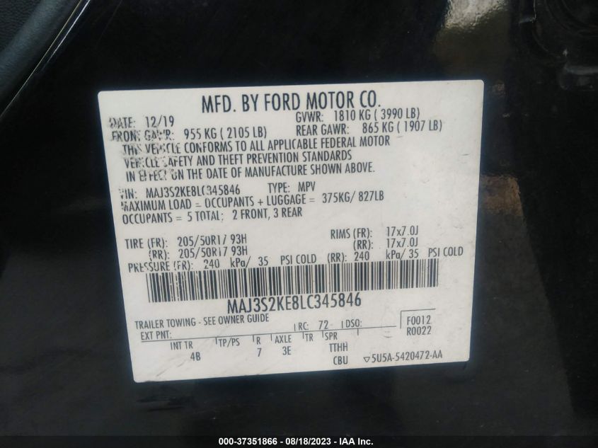 2020 FORD ECOSPORT TITANIUM - MAJ3S2KE8LC345846