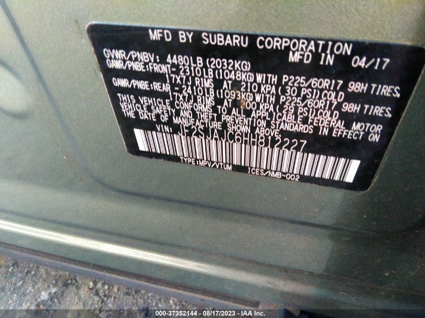 2017 SUBARU FORESTER LIMITED - JF2SJAJC6HH812227