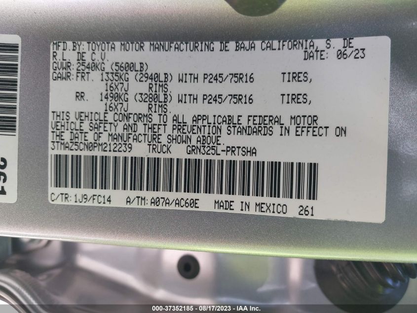 2023 TOYOTA TACOMA 2WD SR5/TRD SPORT - 3TMAZ5CN0PM212239