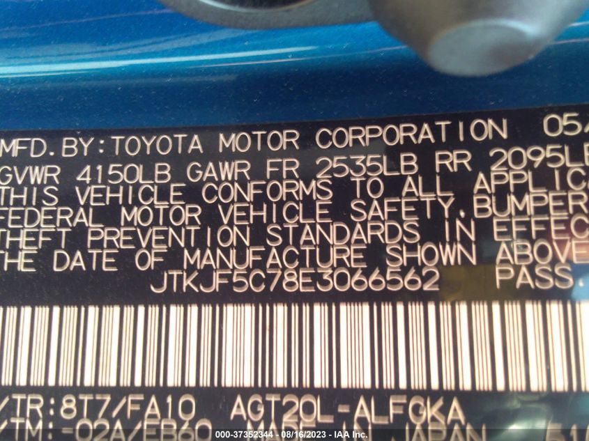 2014 TOYOTA SCION TC - JTKJF5C78E3066562