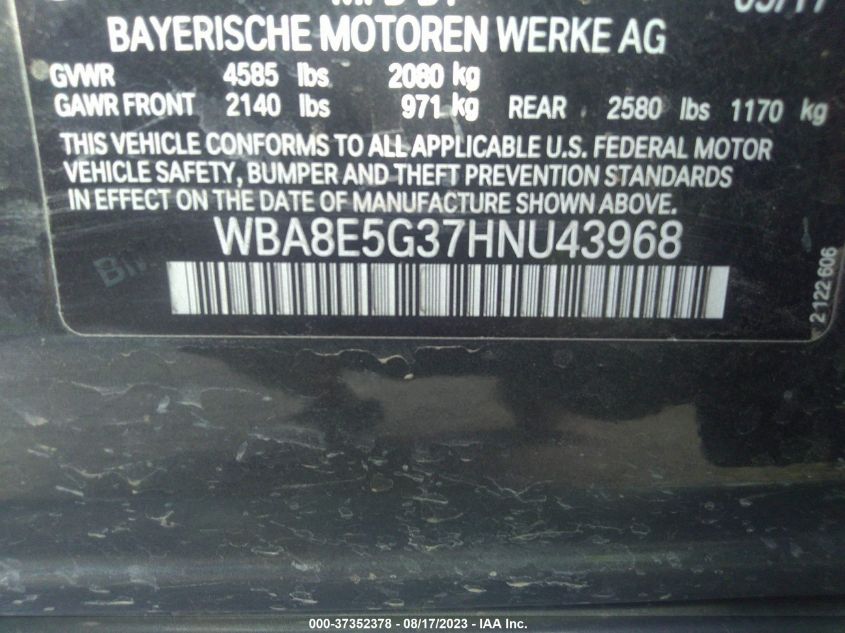 2017 BMW 3 SERIES 320I XDRIVE - WBA8E5G37HNU43968