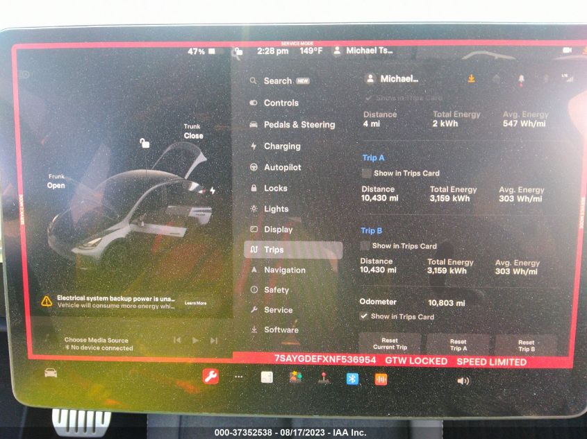 2022 TESLA MODEL Y PERFORMANCE - 7SAYGDEFXNF536954