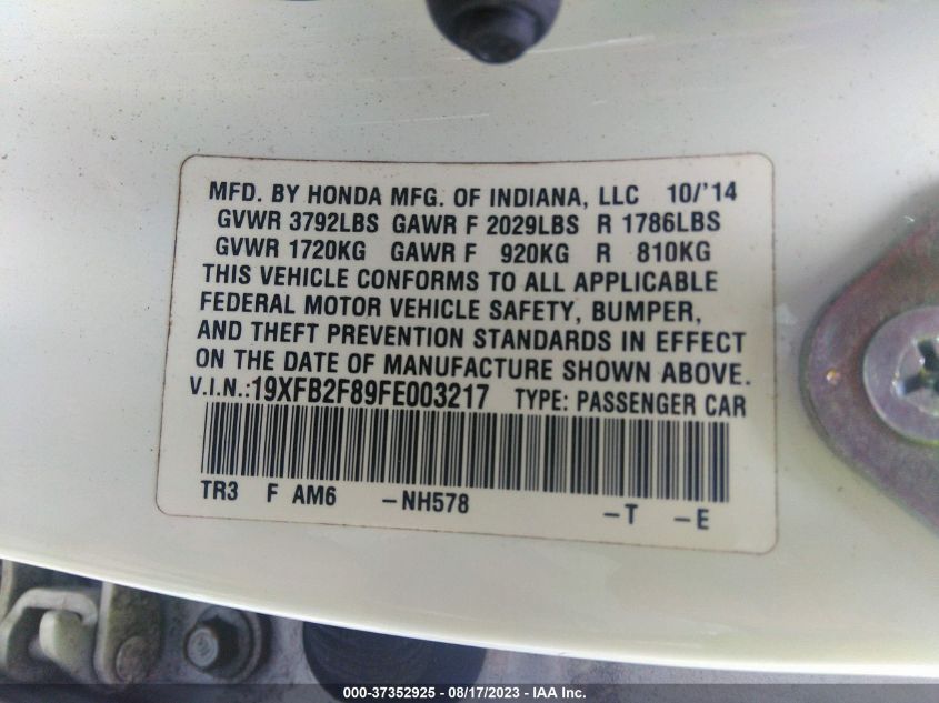 2015 HONDA CIVIC SEDAN EX - 19XFB2F89FE003217