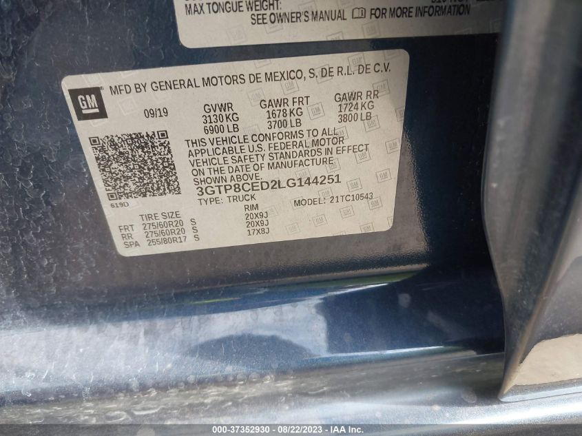 2020 GMC SIERRA 1500 ELEVATION - 3GTP8CED2LG144251