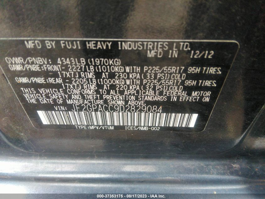 2013 SUBARU XV CROSSTREK 2.0 PREMIUM - JF2GPACC9D2829084