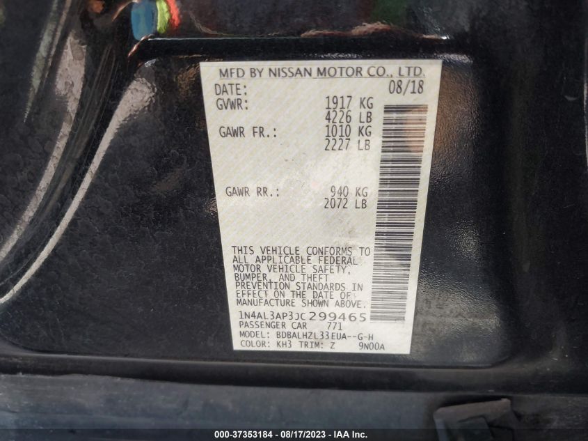 2018 NISSAN ALTIMA 2.5 SR - 1N4AL3AP3JC299465