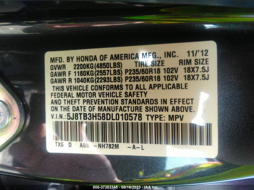 2013 ACURA RDX TECHNOLOGY - 5J8TB3H58DL010578