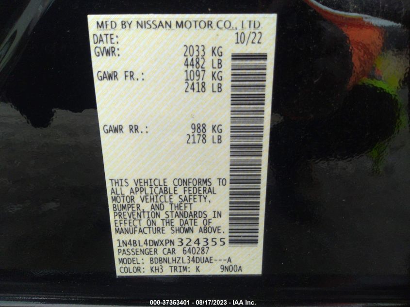 2023 NISSAN ALTIMA 2.5 SV - 1N4BL4DWXPN324355