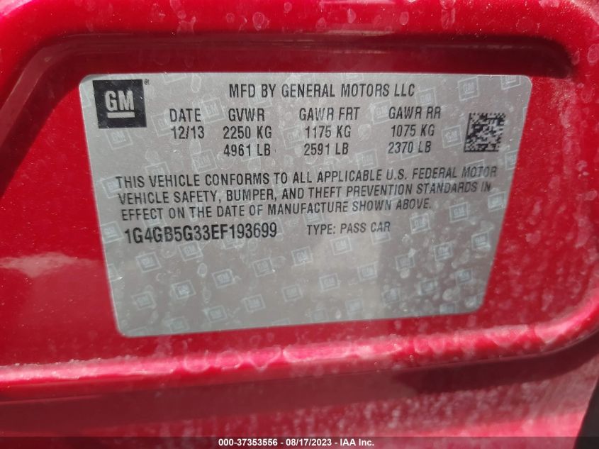 2014 BUICK LACROSSE - 1G4GB5G33EF193699