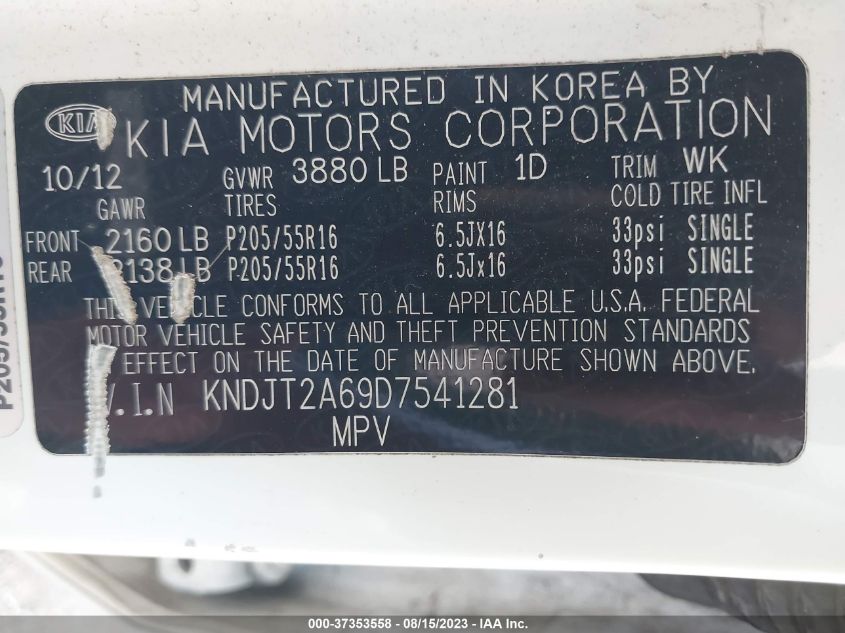 2013 KIA SOUL + - KNDJT2A69D7541281