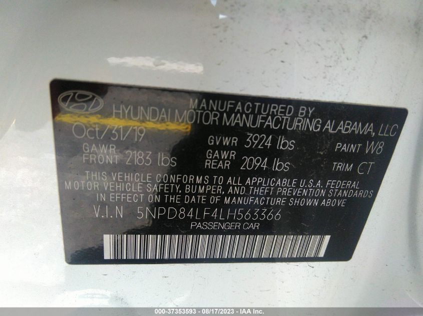2020 HYUNDAI ELANTRA SEL/VALUE/LIMITED - 5NPD84LF4LH563366