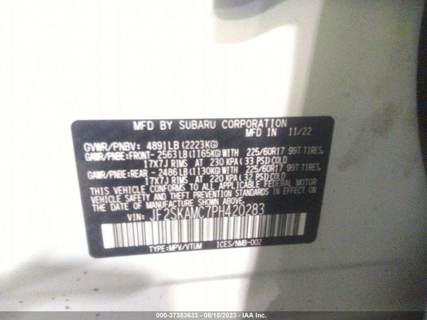 2023 SUBARU FORESTER WILDERNESS - JF2SKAMC7PH420283