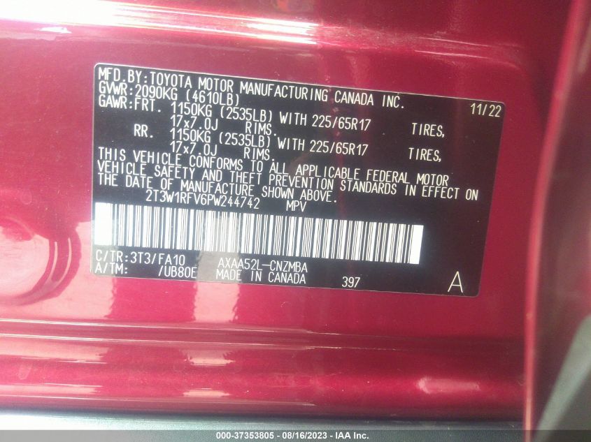 2023 TOYOTA RAV4 XLE - 2T3W1RFV6PW244742