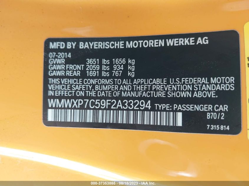 2015 MINI COOPER HARDTOP S - WMWXP7C59F2A33294