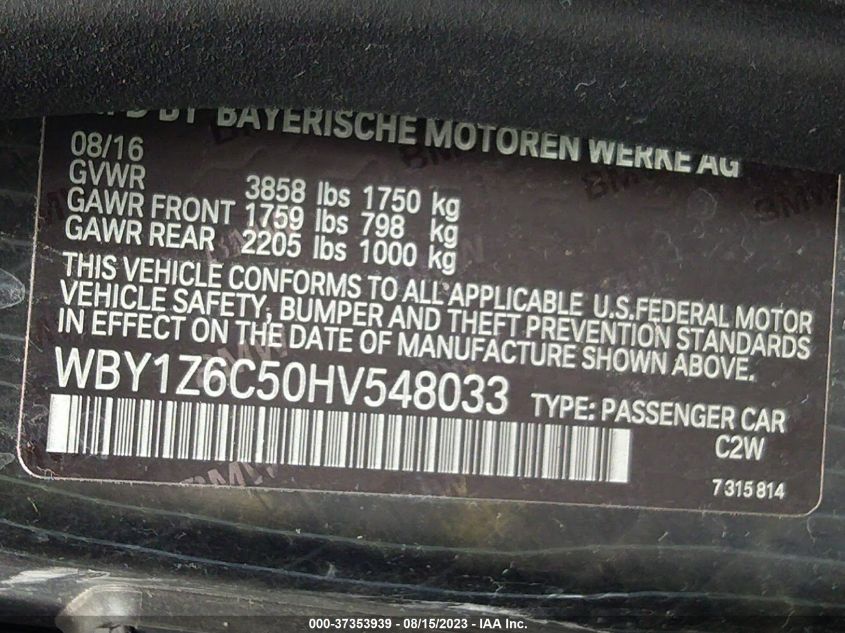 2017 BMW I3 - WBY1Z6C50HV548033