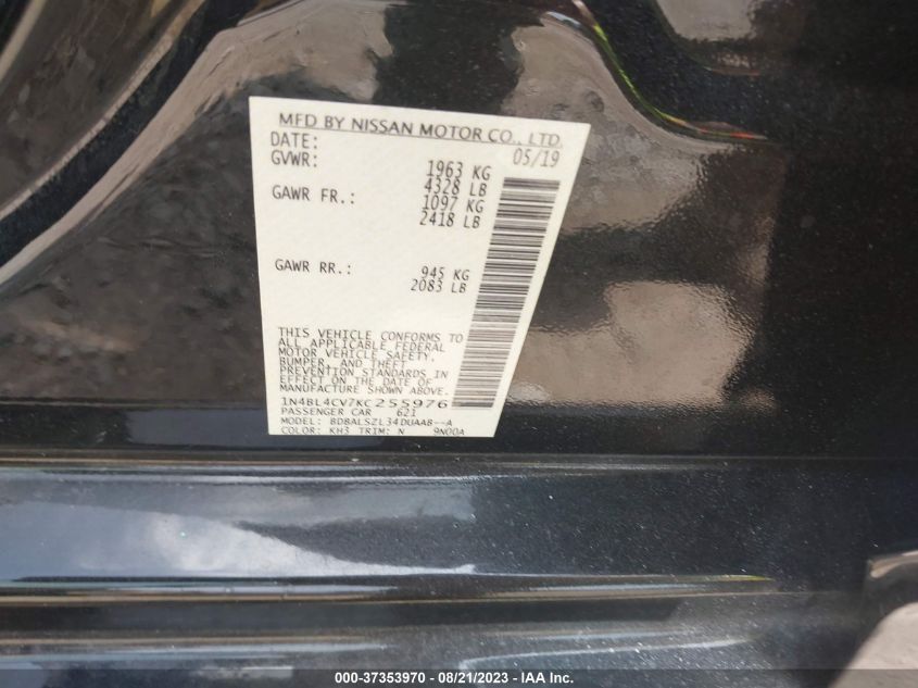 2019 NISSAN ALTIMA 2.5 SR - 1N4BL4CV7KC255976